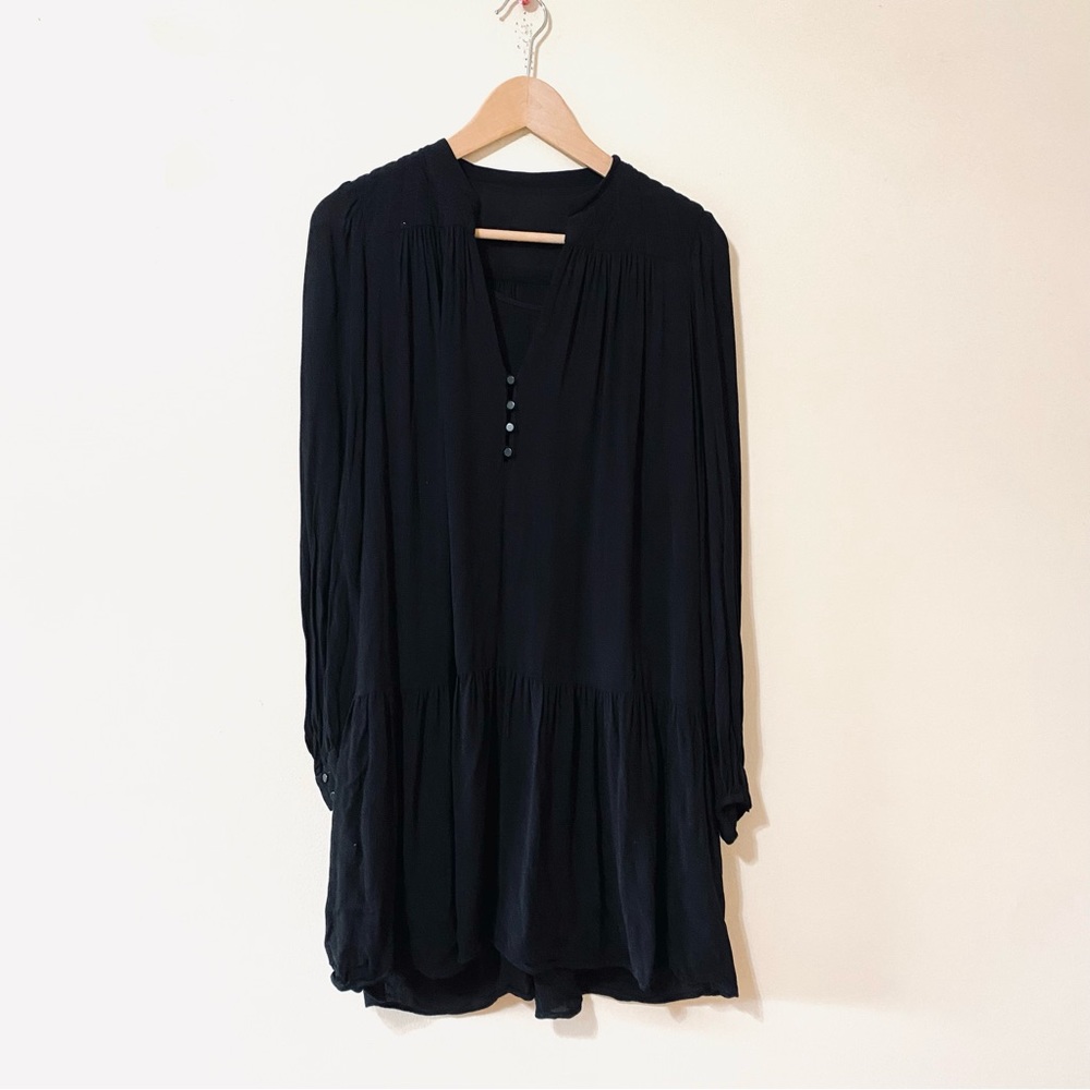 & Other Stories Black Dress Quilted Shoulder Long Sleeve Small